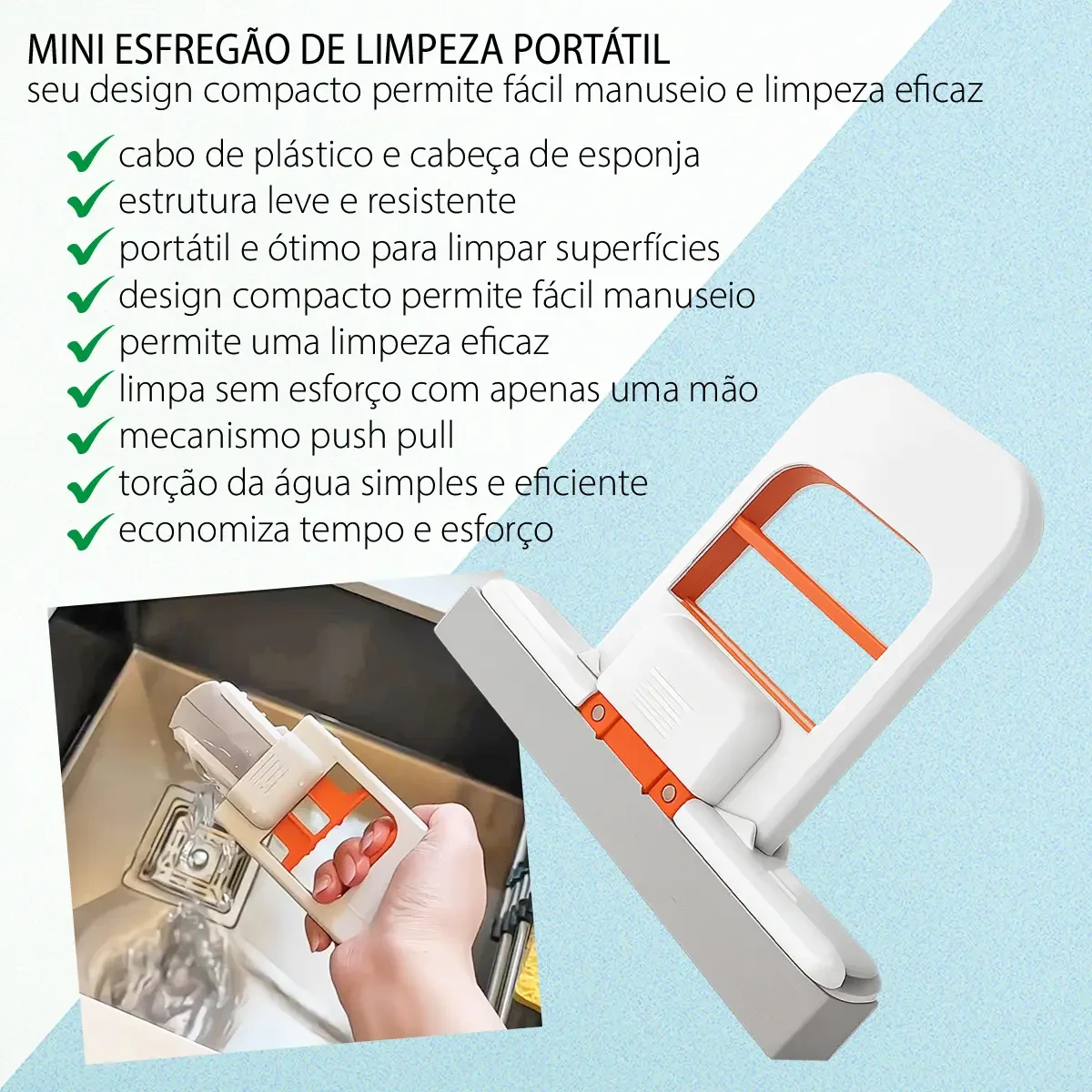 Características do Mini Mop absorvente portátil